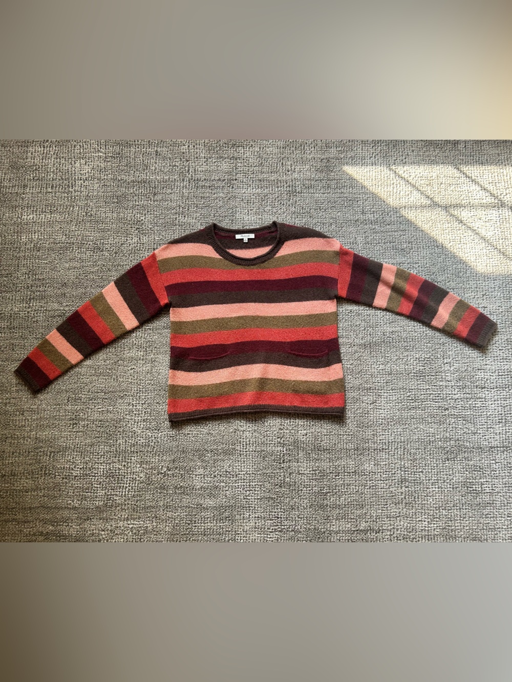 Madewell Striped Crewneck Sweater in Blush, Rust, Brown & Burgundy